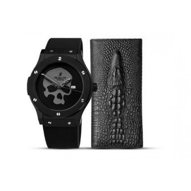 Часы Hublot Skull Bang и Портмоне Wild Alligator в подарок